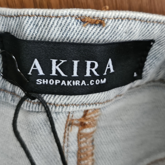 NWT Unique Akira denim skirt with multi-color striped ruffle trim - Picture 6 of 9